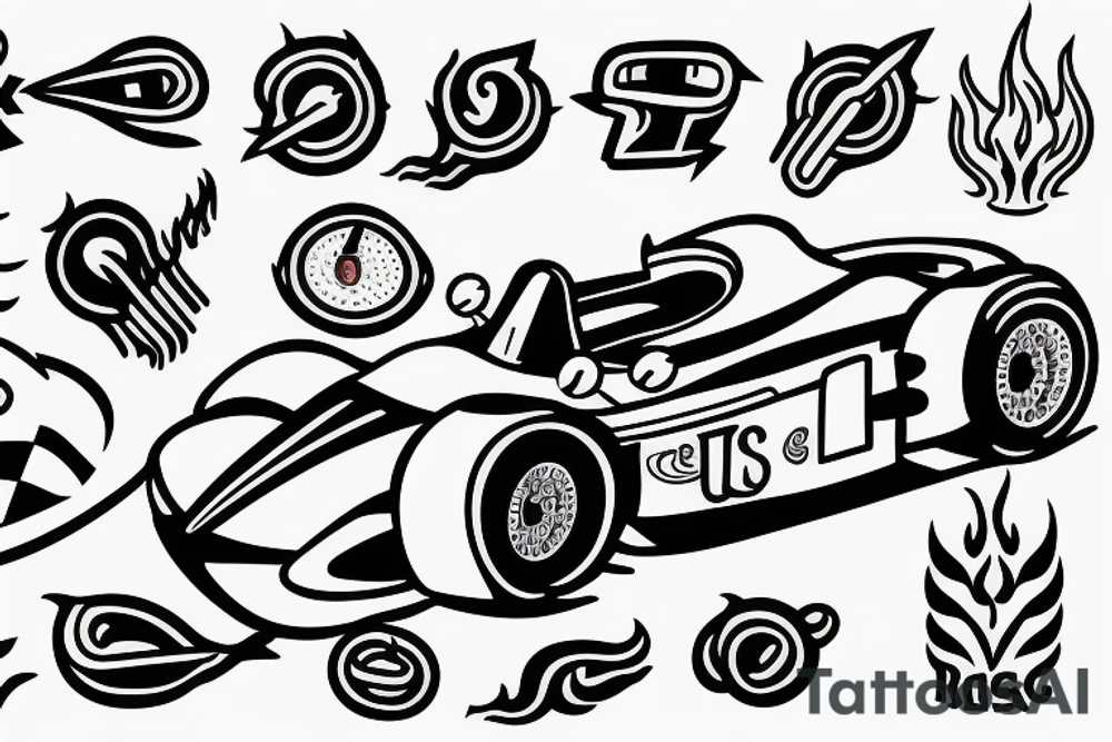 Racing car with a flame tattoo idea