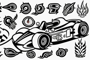 Racing car with a flame tattoo idea