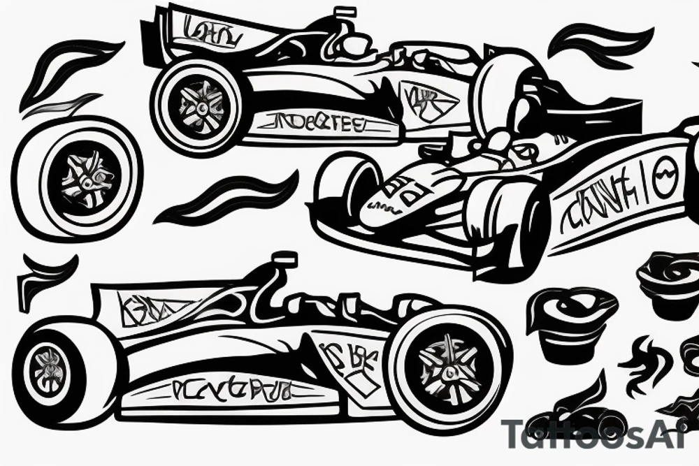 Racing car with a flame tattoo idea