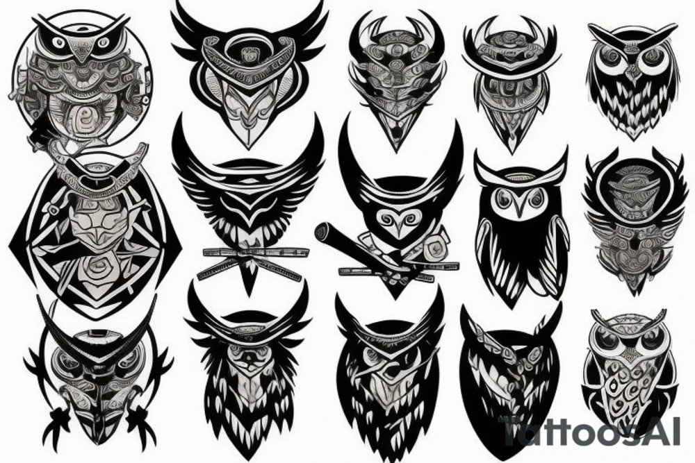 Samurai and owl tattoo idea