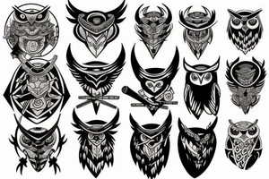 Samurai and owl tattoo idea