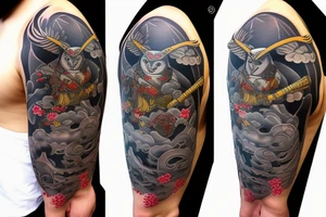 Samurai and owl tattoo idea