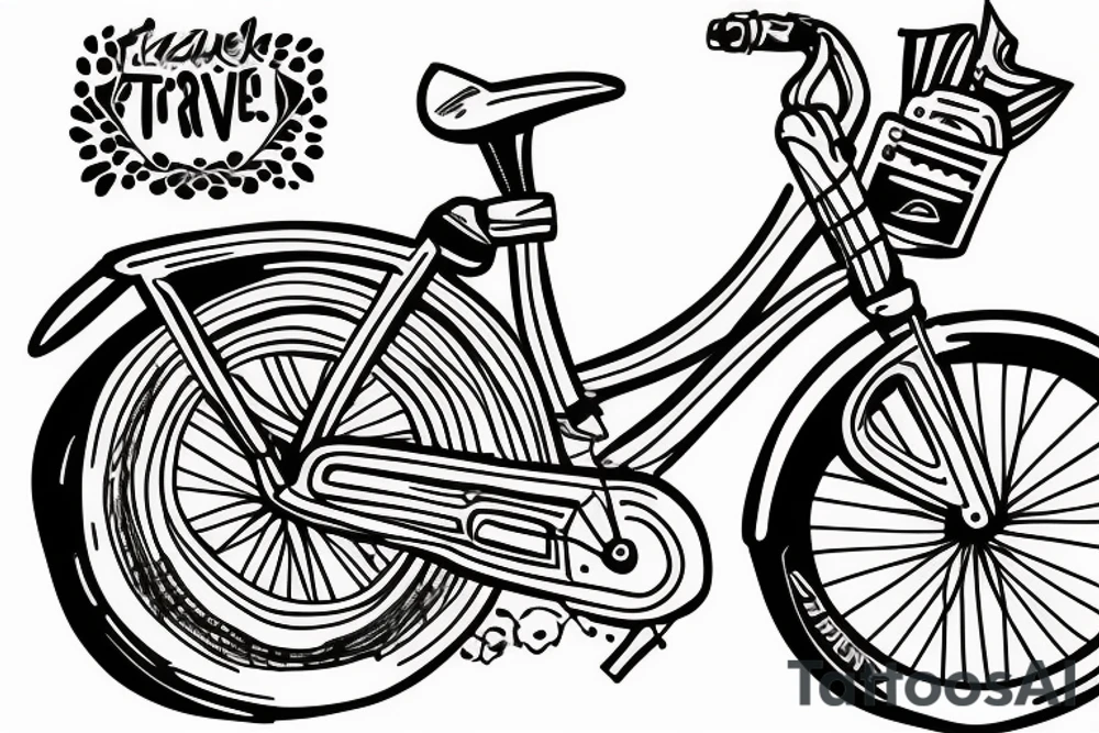 Travel Bikes Guitar Peace tattoo idea