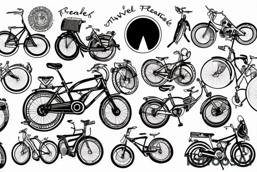 Travel Bikes Guitar Peace tattoo idea