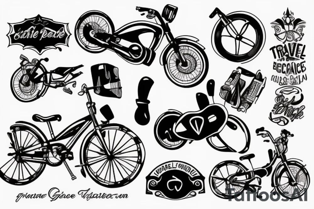 Travel Bikes Guitar Peace tattoo idea