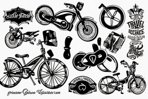 Travel Bikes Guitar Peace tattoo idea