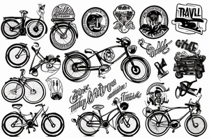 Travel Bikes Guitar Peace tattoo idea