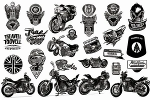Travel motorcycle Guitar Peace tattoo idea