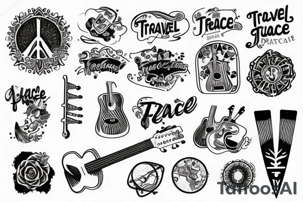 Travel Guitar Peace tattoo idea