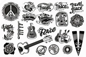 Travel Guitar Peace tattoo idea