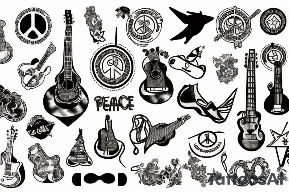 Travel Guitar Peace tattoo idea