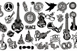 Travel Guitar Peace tattoo idea