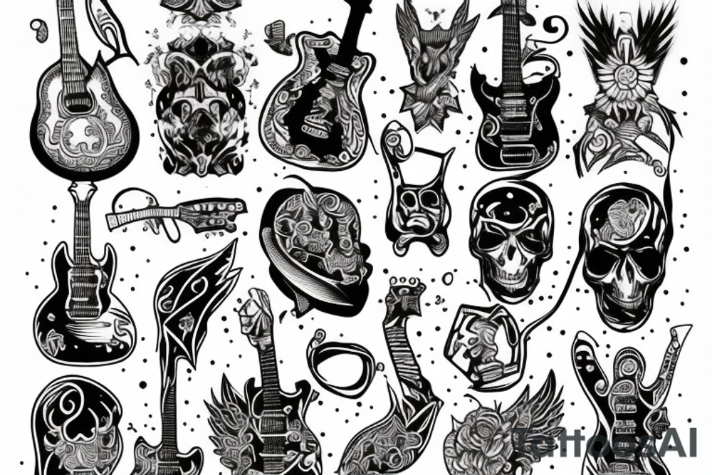 evil guitar dark tattoo idea