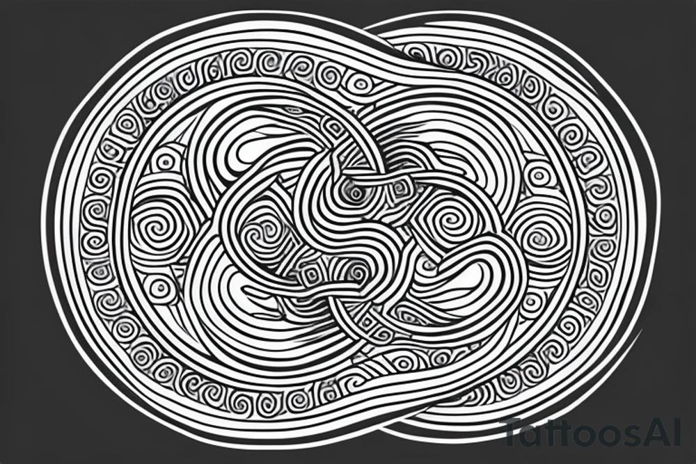 yin yang sign made by small spirals signs which on the yin side the spirals heads up and in he yang side the spirals head down tattoo idea