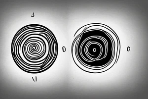 yin yang sign made by small spirals signs which on the yin side the spirals heads up and in he yang side the spirals head down tattoo idea