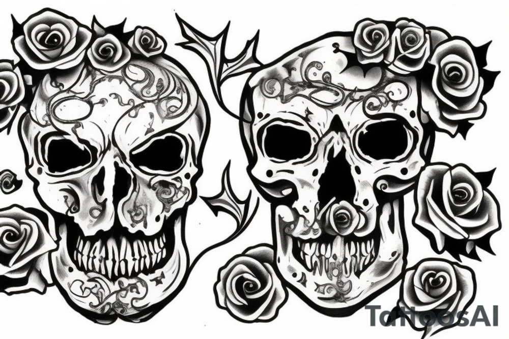 Black scull tattoo idea