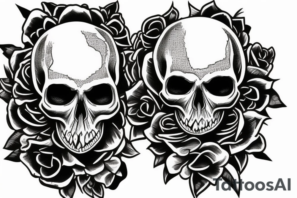 Skull pierced with a knife tattoo idea
