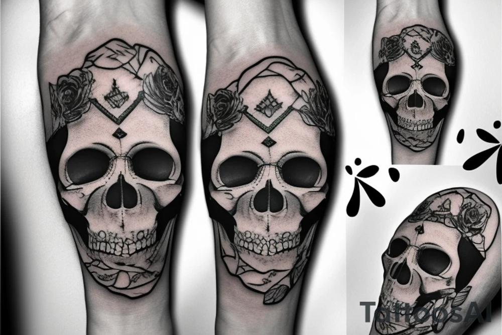 Skull pierced with a knife tattoo idea