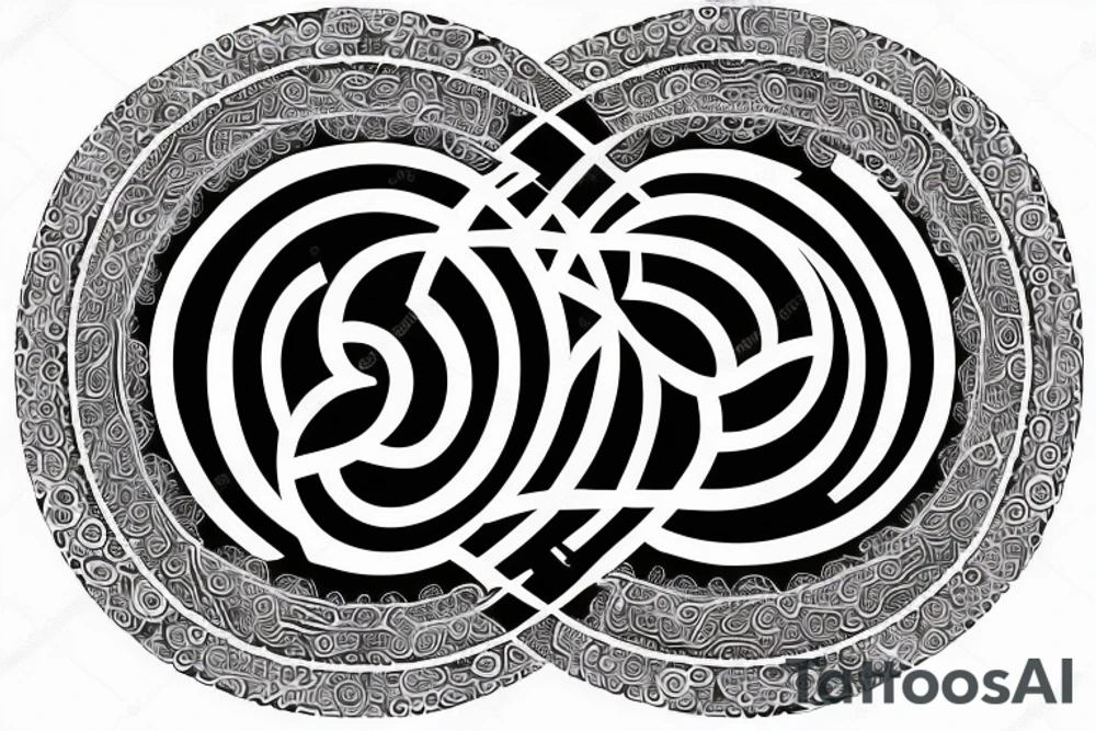 yin yang sign made of small spirals signs which on the yin side the spirals heads up and in the yang side the spirals head down tattoo idea