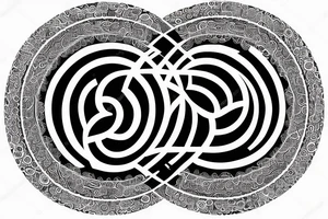 yin yang sign made of small spirals signs which on the yin side the spirals heads up and in the yang side the spirals head down tattoo idea