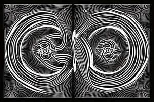 yin yang sign made of small spirals signs which on the yin side the spirals heads up and in the yang side the spirals head down tattoo idea