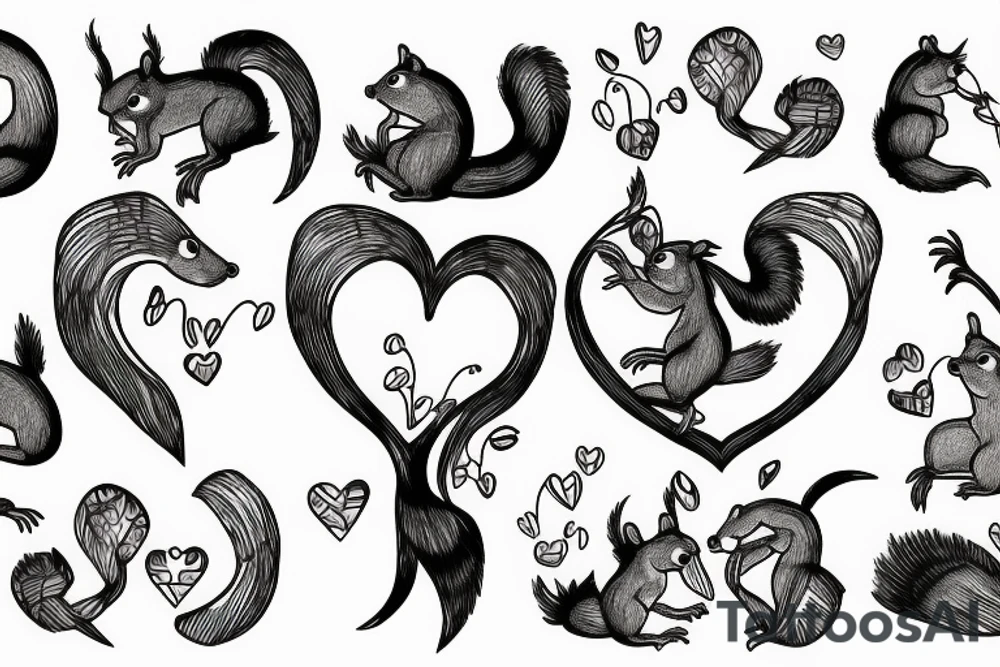 squirrel in a heart tattoo idea