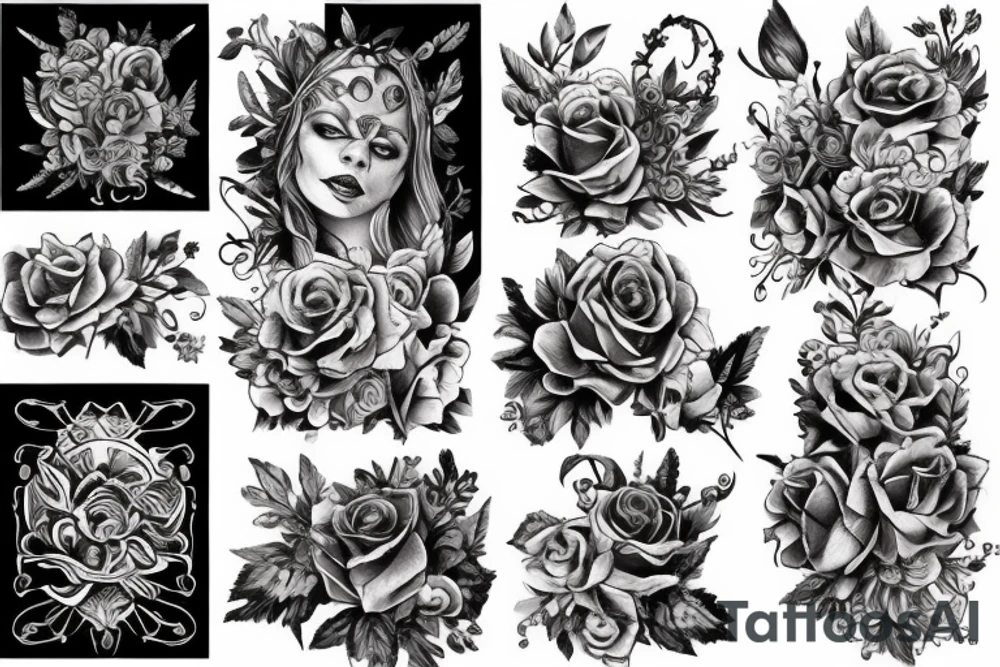 Цветная сексуализированная Фемида tattoo idea