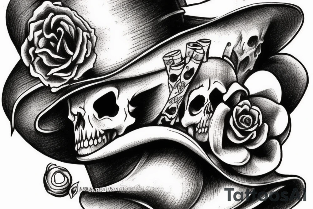 skull and mad hatter tattoo idea