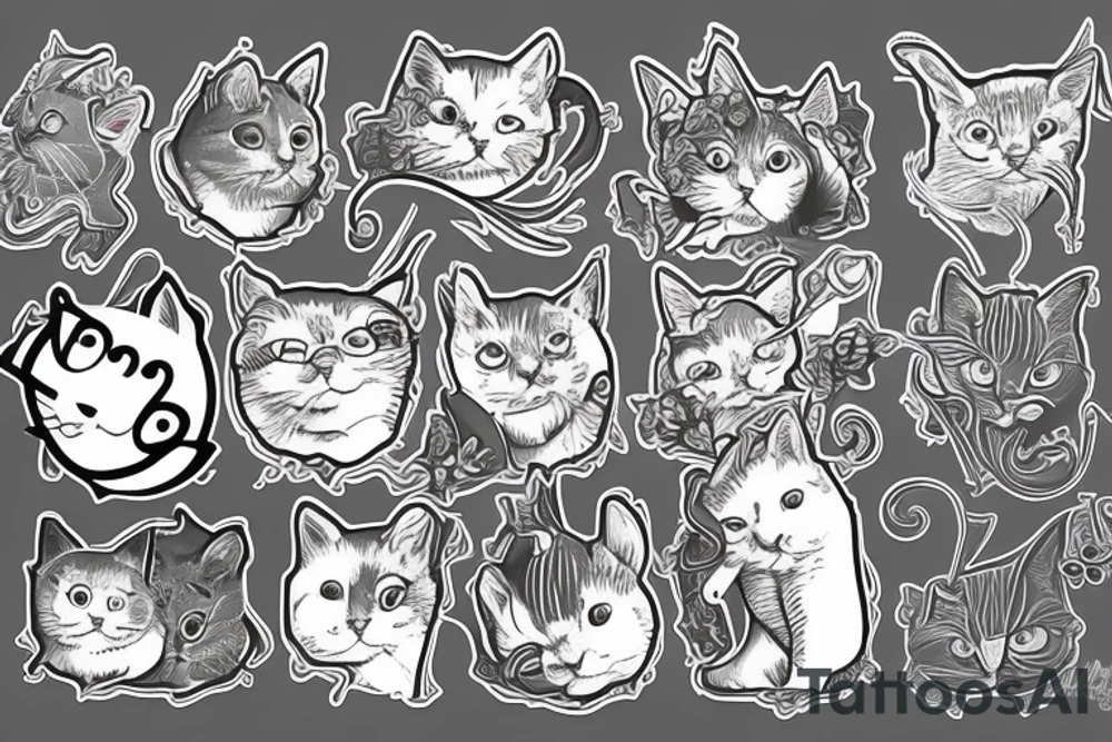 grey cat tattoo idea