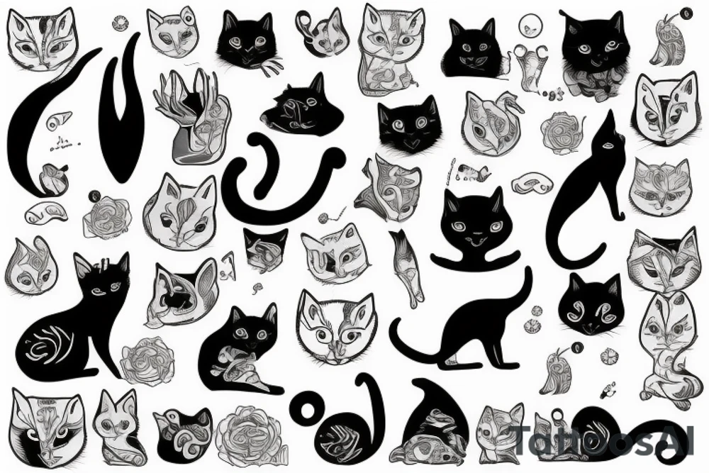 grey cat tattoo idea