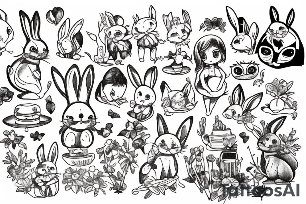 Jumping bunny tattoo idea