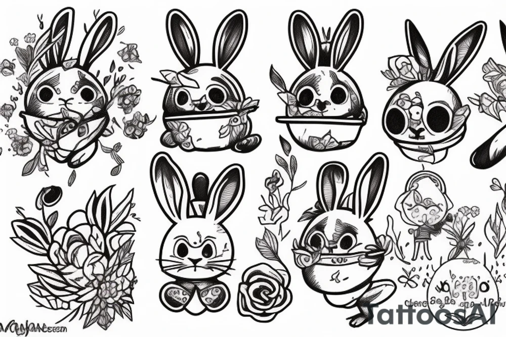 Jumping bunny tattoo idea
