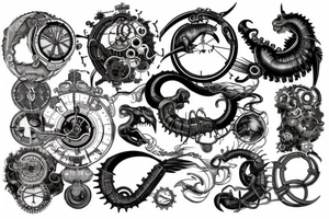 Ouroboros which bites himself and steampunk elements tattoo idea