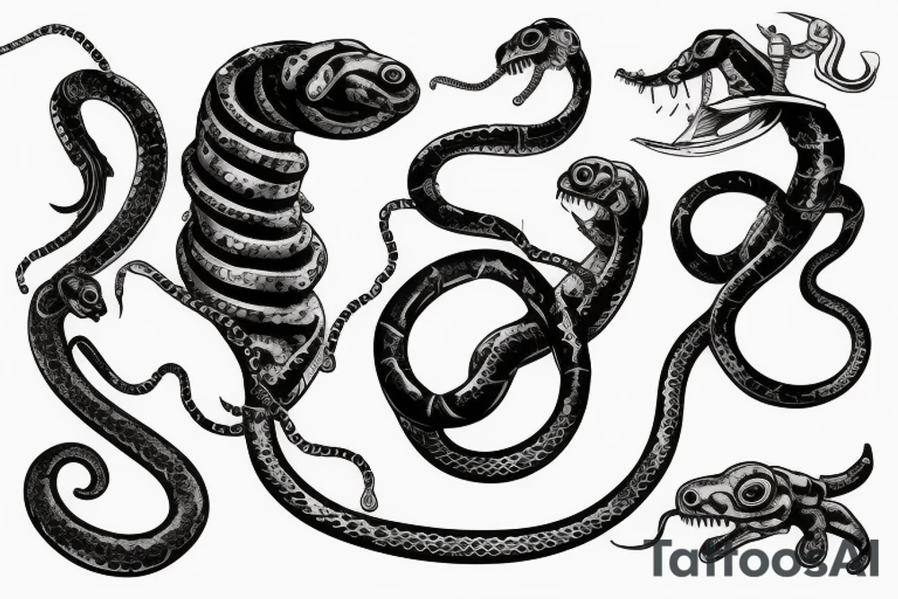 Steampunk snake which bites itself tattoo idea