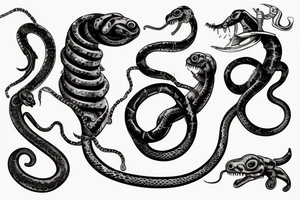 Steampunk snake which bites itself tattoo idea