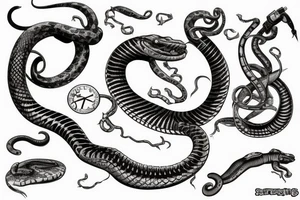 Steampunk snake which bites itself tattoo idea