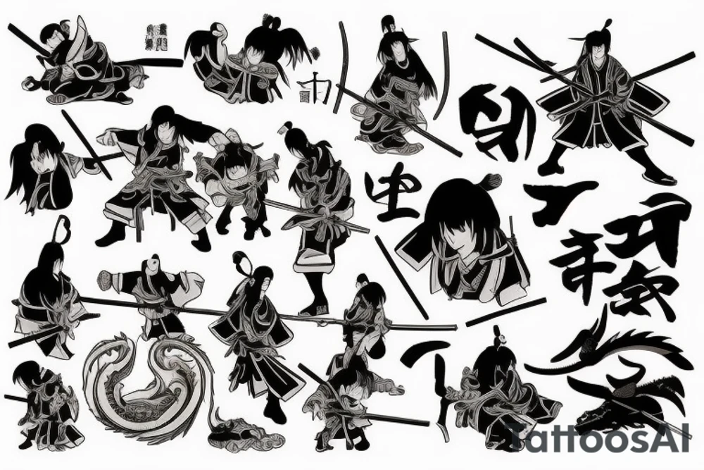 Samurai with Dragon tattoo idea