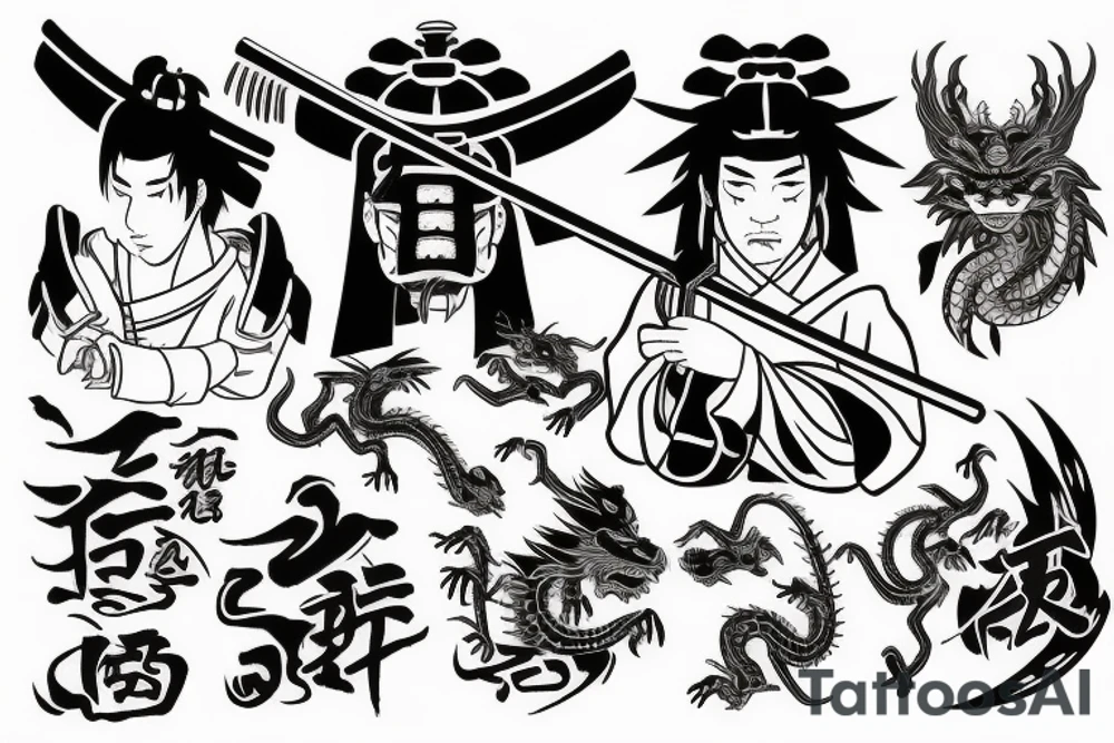 Samurai with Dragon tattoo idea
