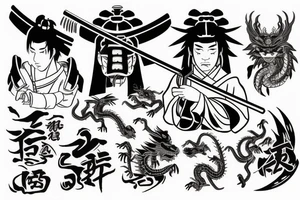 Samurai with Dragon tattoo idea
