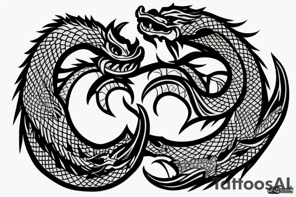Ouroboros dragon biting its own tail tattoo idea