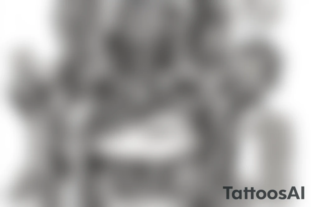 skeleton with money sitting on throne and smoking weed tattoo idea
