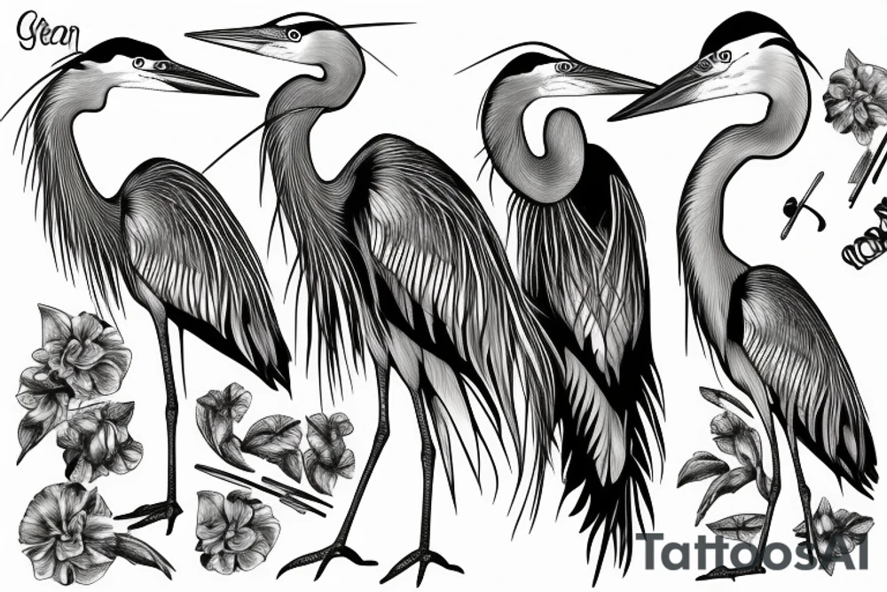 Great Blue Heron standing strong tattoo idea