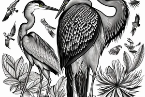 Great Blue Heron and red tail hawk. tattoo idea