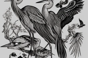 Great Blue Heron and red tail hawk. tattoo idea