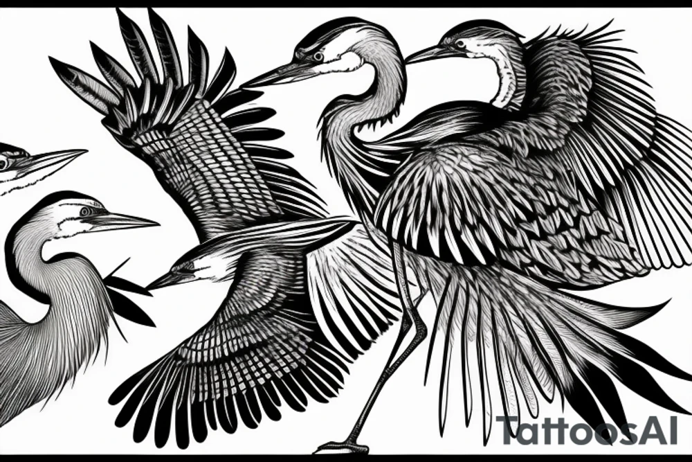 Great Blue Heron and red tail hawk. tattoo idea