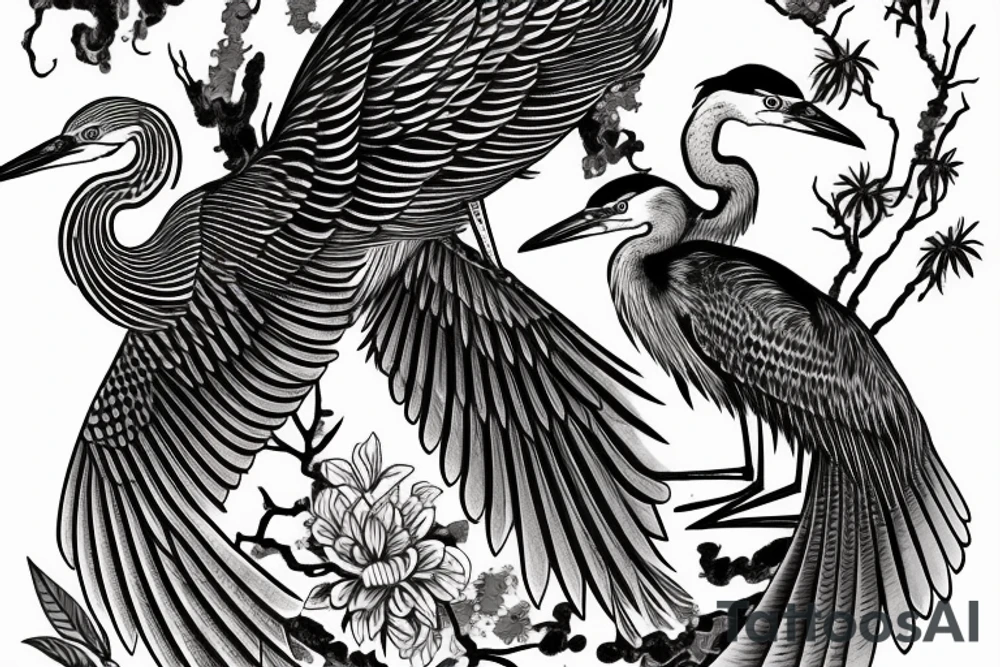 Great Blue Heron and red tail hawk. tattoo idea
