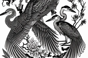 Great Blue Heron and red tail hawk. tattoo idea