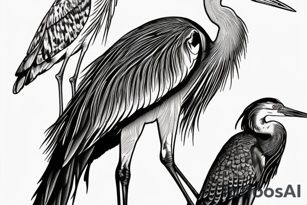 Great Blue Heron and red tail hawk. tattoo idea