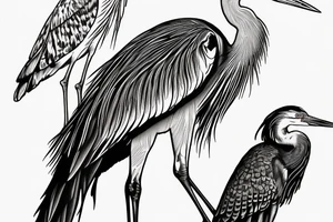 Great Blue Heron and red tail hawk. tattoo idea