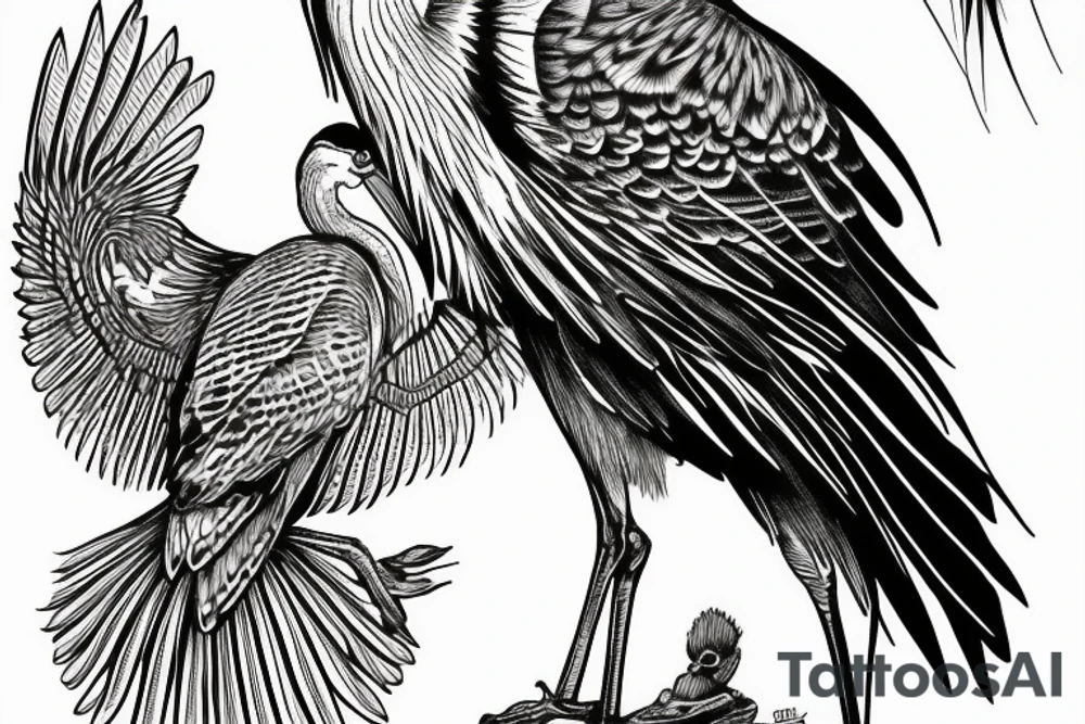 Great Blue Heron and red tail hawk. tattoo idea